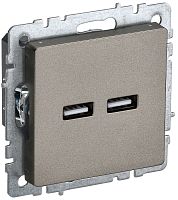 Розетка USB тип A+A без рамки IEK Brite РЮ10-1-БрШ 2-м. 3100мА шампань картинка